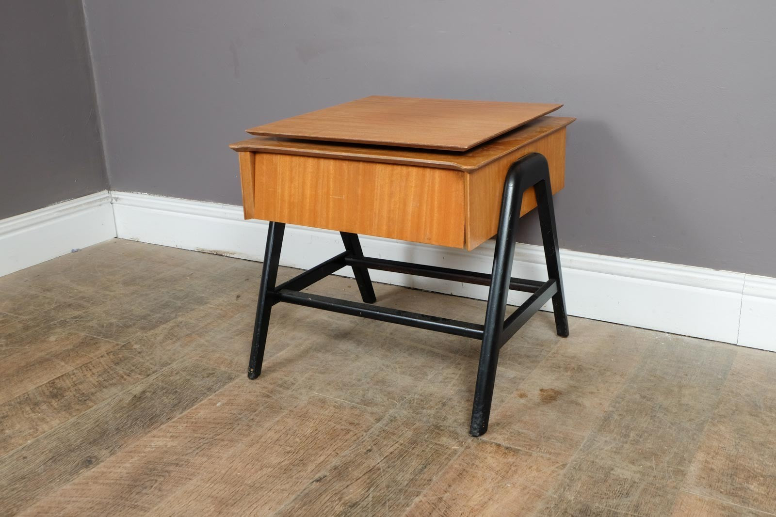 Vintage Brown Saltman Mid Century End Table with Swivelling Top
