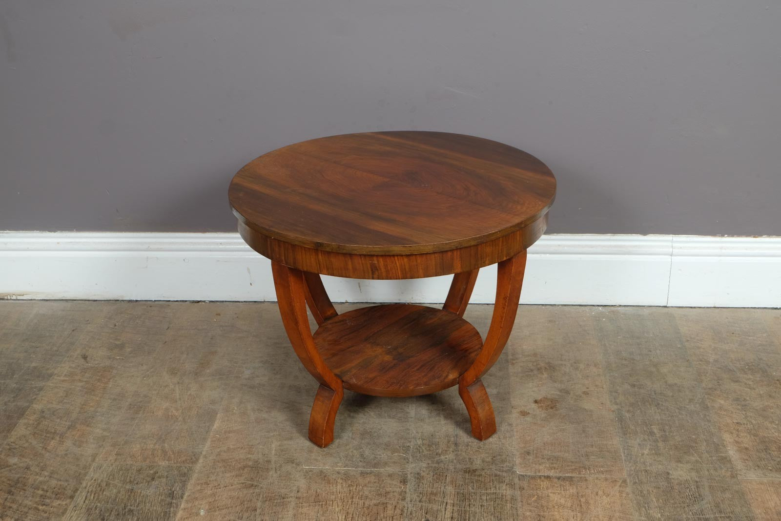 Antique Art Deco Figured Walnut Side Table
