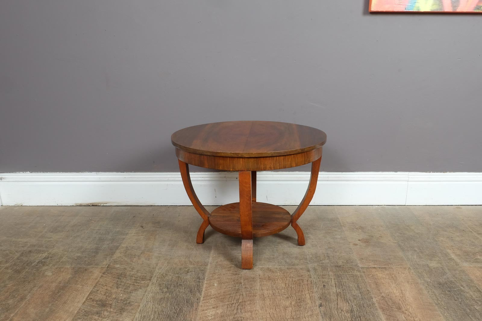 Antique Art Deco Figured Walnut Side Table