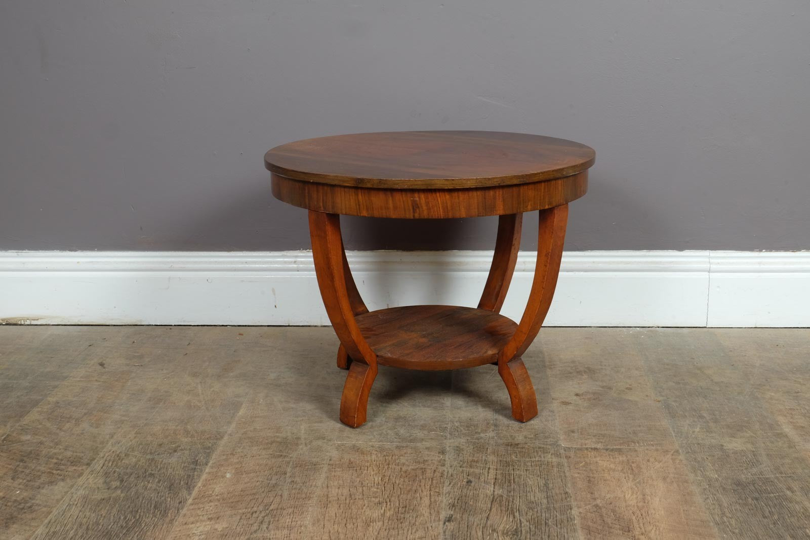 Antique Art Deco Figured Walnut Side Table