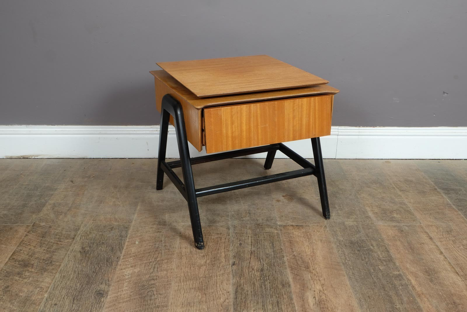 Vintage Brown Saltman Mid Century End Table with Swivelling Top