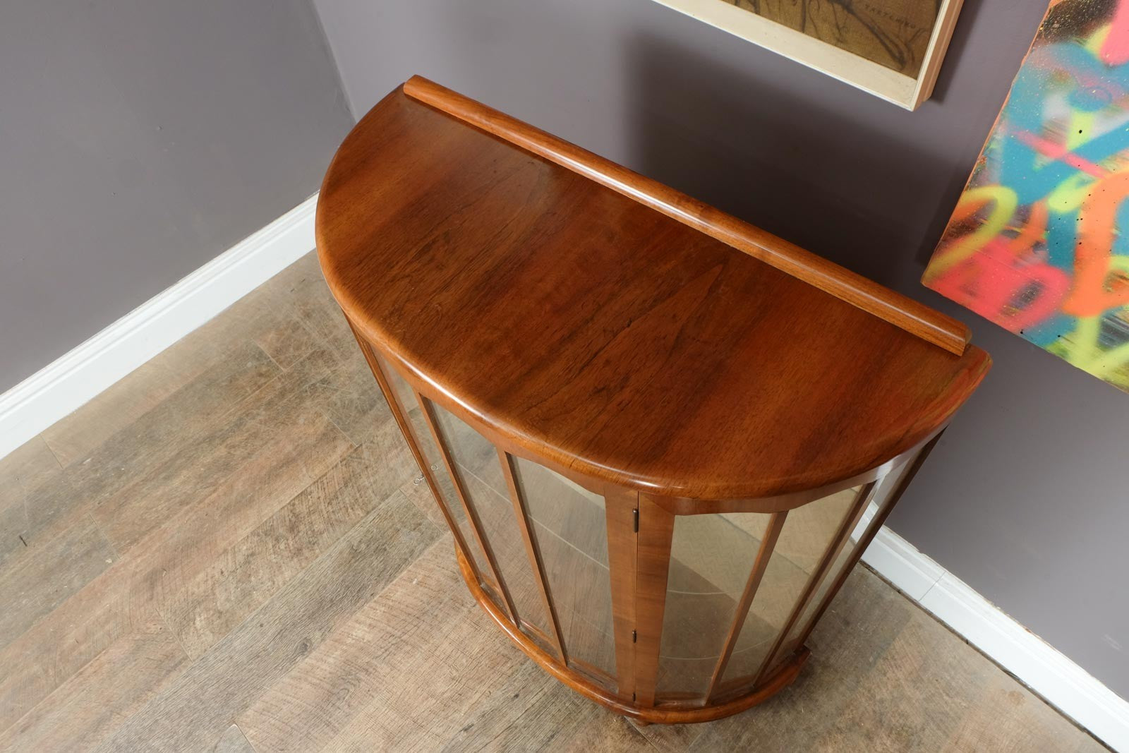 Vintage Walnut Glazed Display Cabinet