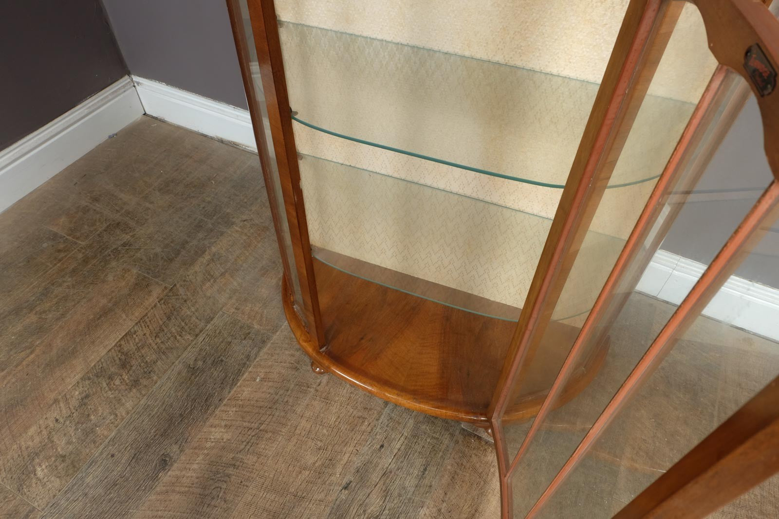 Vintage Walnut Glazed Display Cabinet