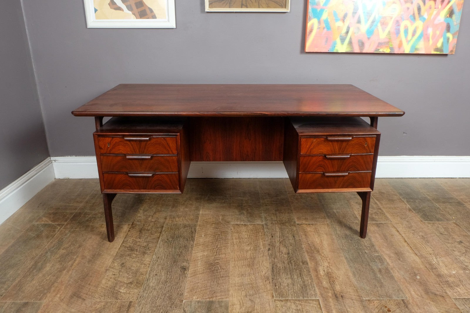 Vintage Danish Rosewood Desk Model 75 by Omann Jun