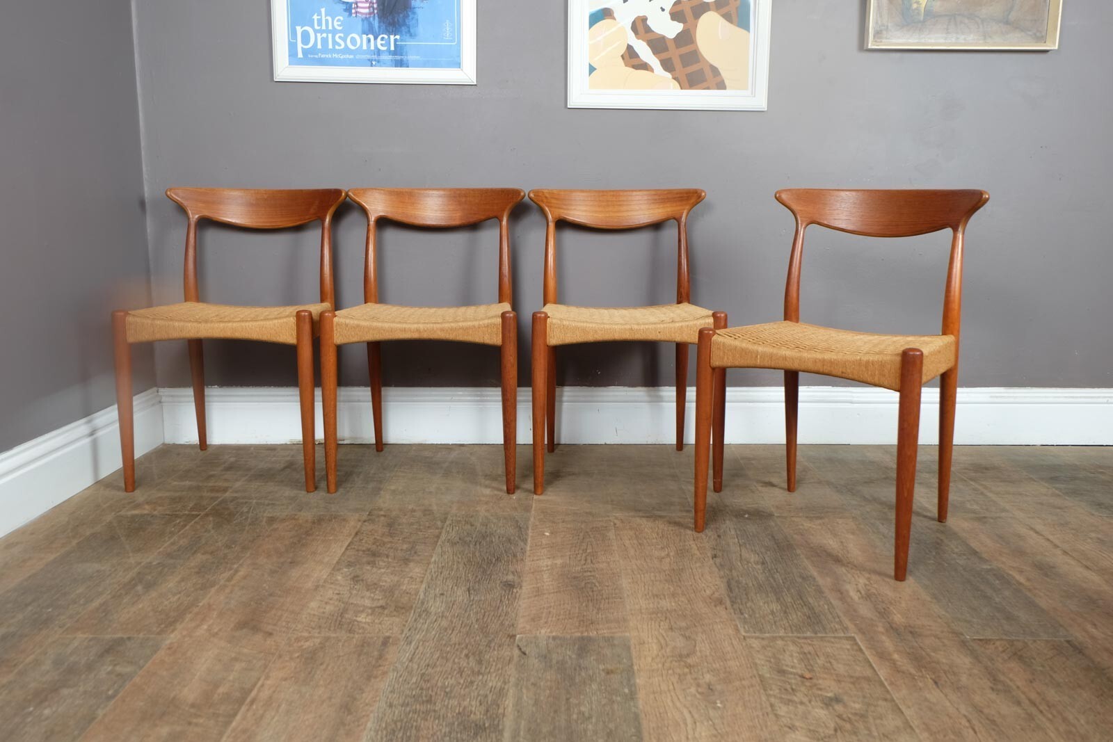 Vintage Set of 4 Danish Teak Chairs by Arne Hovmand Olsen