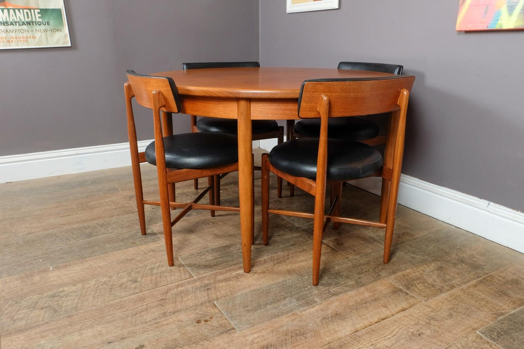 Vintage G Plan Fresco Circular Teak Dining Table and 6 Chairs by VB Wilkins