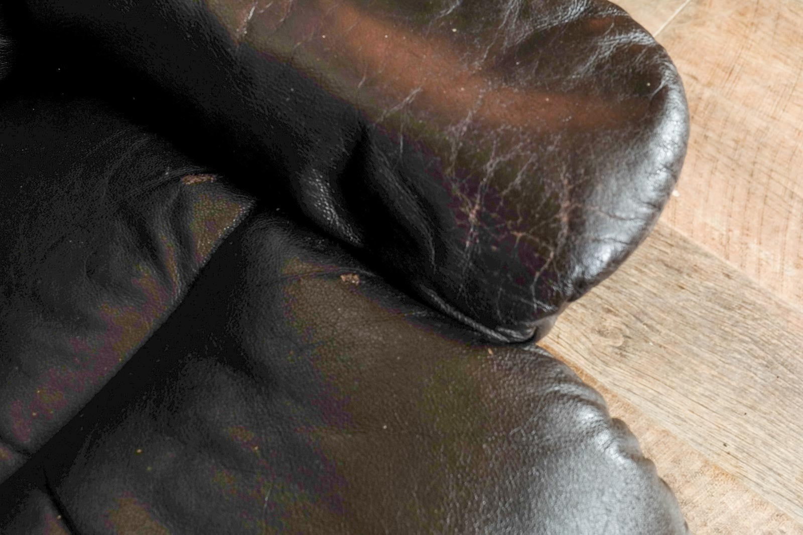 Vintage Retro Dark Brown Leather Stress Less Reclining Armchair and Footstool