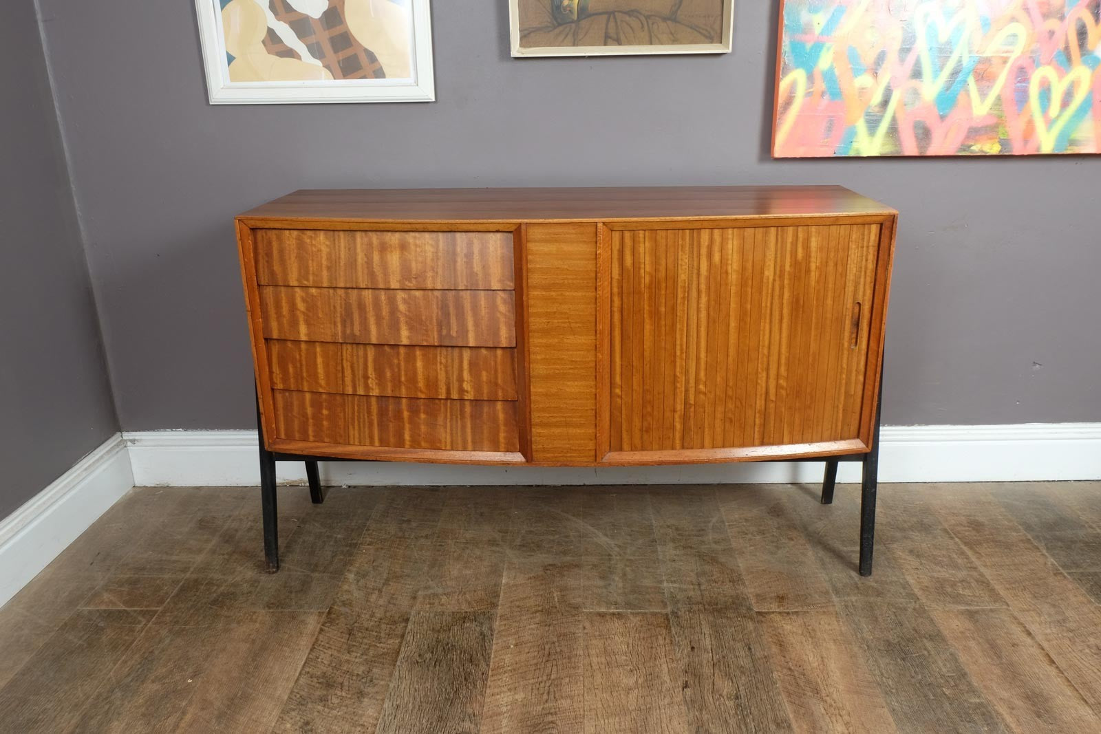 Vintage Mid Century Zebrano Teak Sideboard by Herbert Gibbs