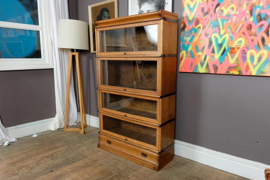 Antique Light Oak Stackable Barrister Bookcase Display Cabinet by Globe Wernicke