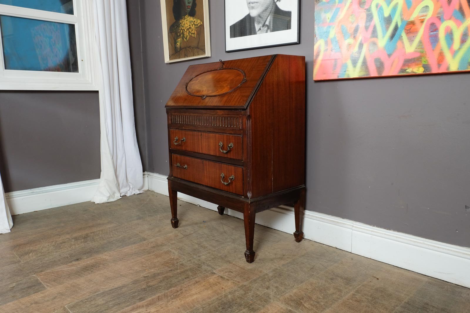 Vintage Retro Antique French Style Secretary Writing Desk Bureau