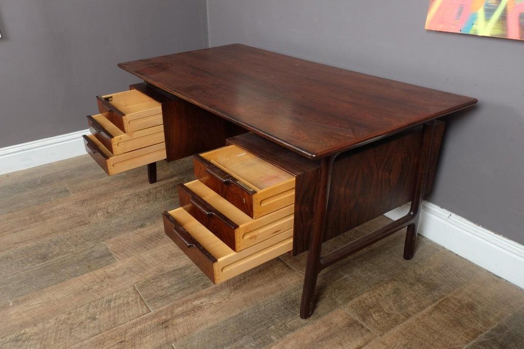 Vintage Danish Rosewood Desk Model 75 by Omann Jun