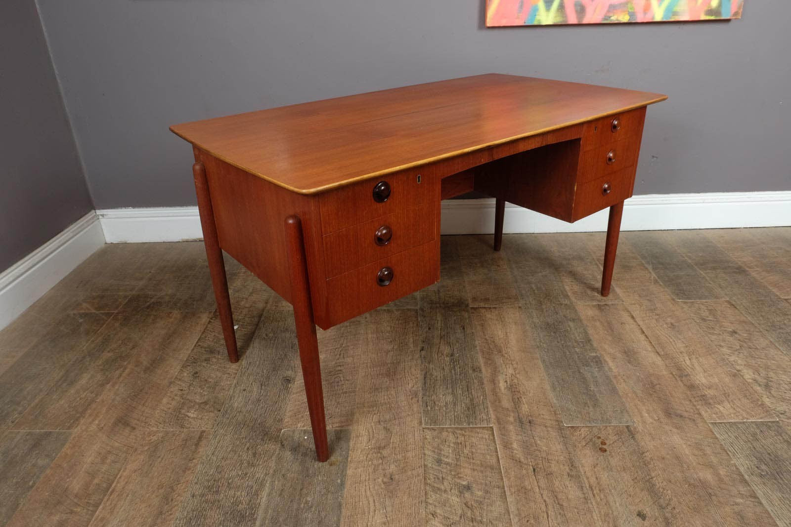 Vintage Danish Mid Century Teak Desk by P.A. Nielsen and Co