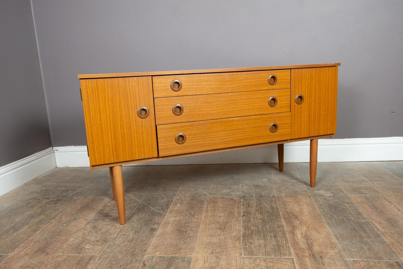 Vintage Retro Mid Century Small Teak Sideboard by Schreiber