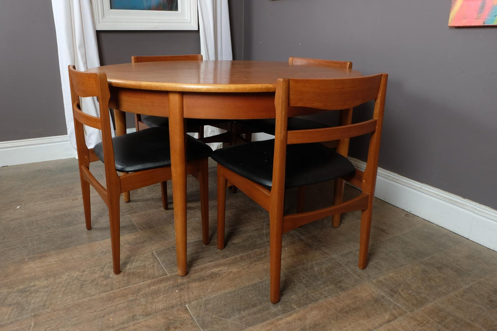 Vintage Retro Med Century Teak Extending Dining Table and 4 chairs by Nathan