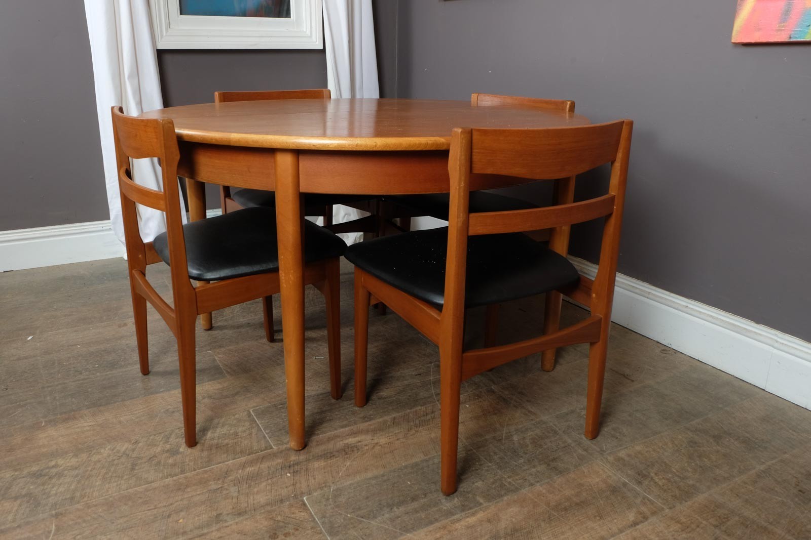 Vintage Retro Med Century Teak Extending Dining Table and 4 chairs by Nathan