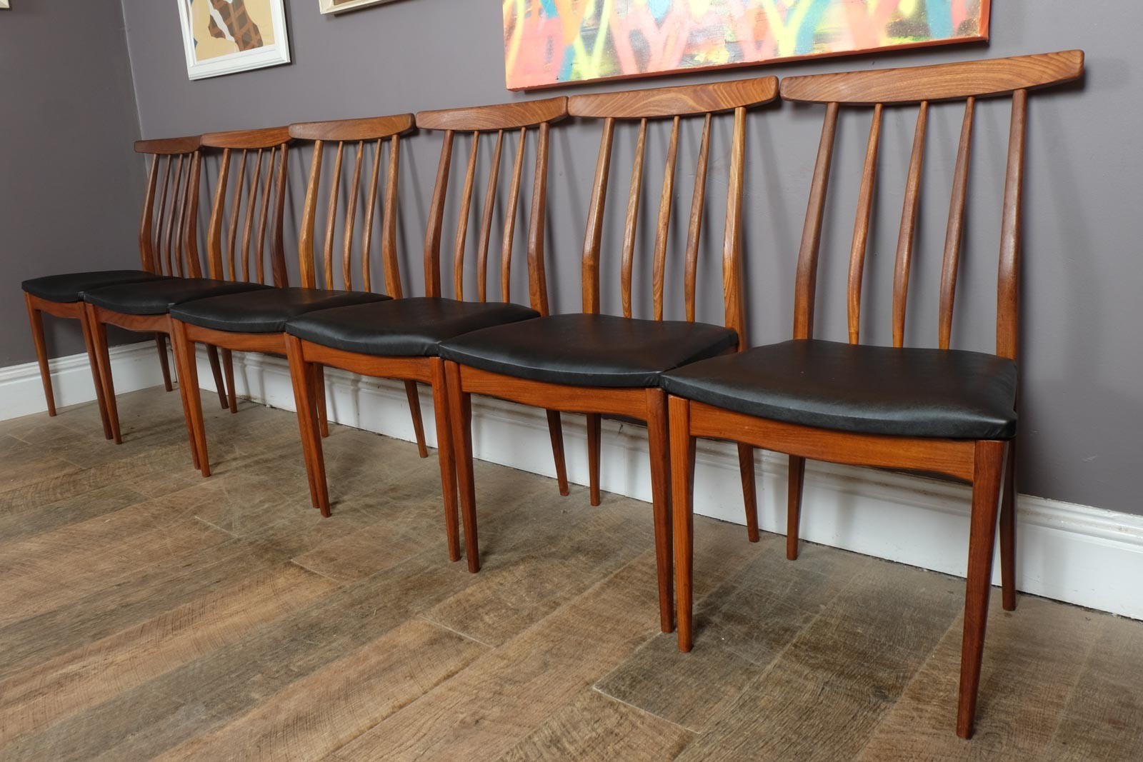 Vintage Teak Extending Rectangular Sequence Dining Table and 6 Chairs by Younger