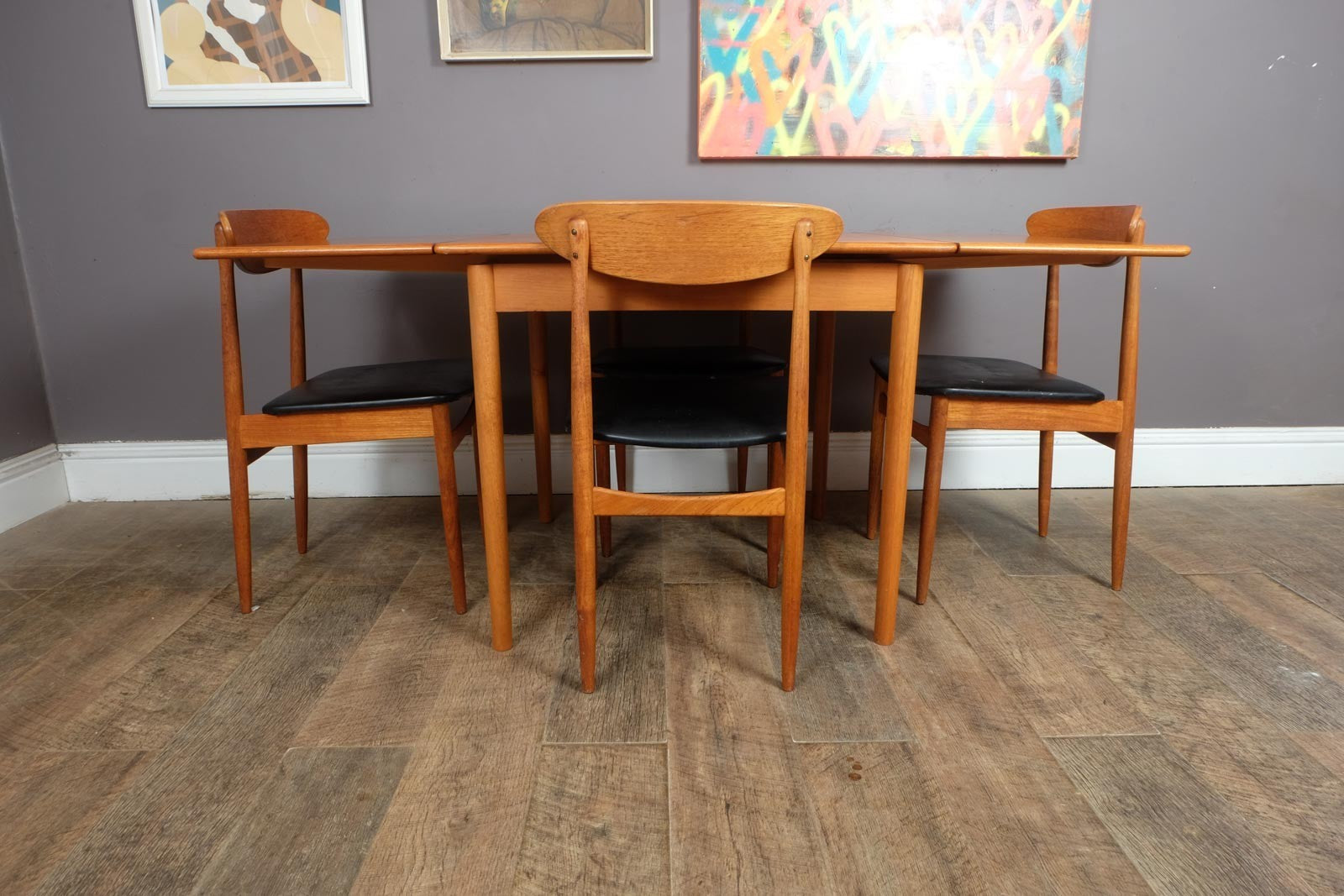 Vintage Small Danish Teak Extending Dining Table and 4 Chairs