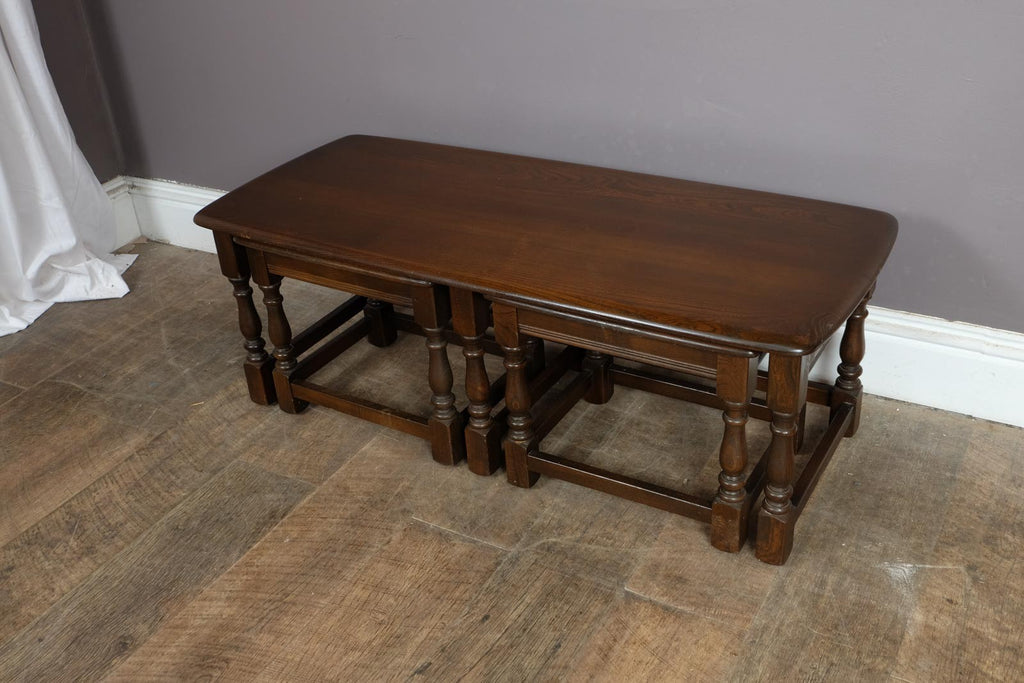 Vintage Retro Ercol Colonial Nesting Tables in Dark Elm