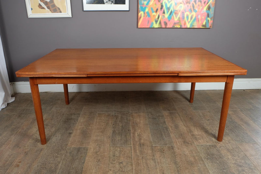 Vintage Large Danish Teak Extending Dining Table by B Pederson and Sons