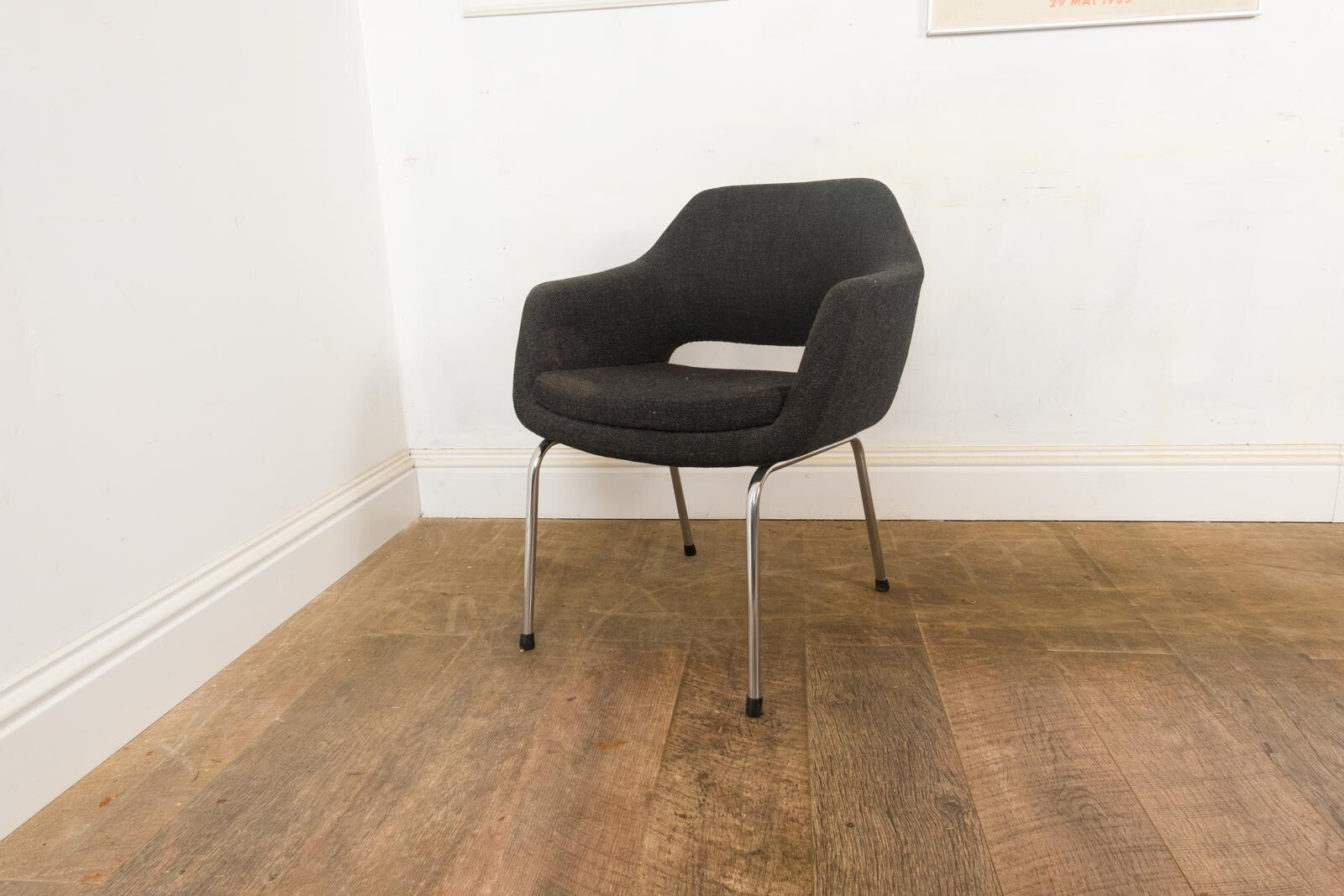 Vintage Retro Fabric and Vinyl Conference Desk Chair