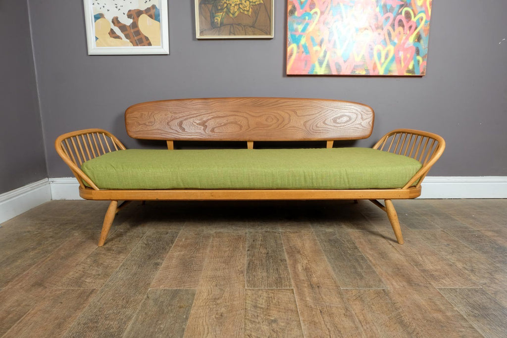 Vintage Retro Ercol Light Elm Studio Couch Day Bed