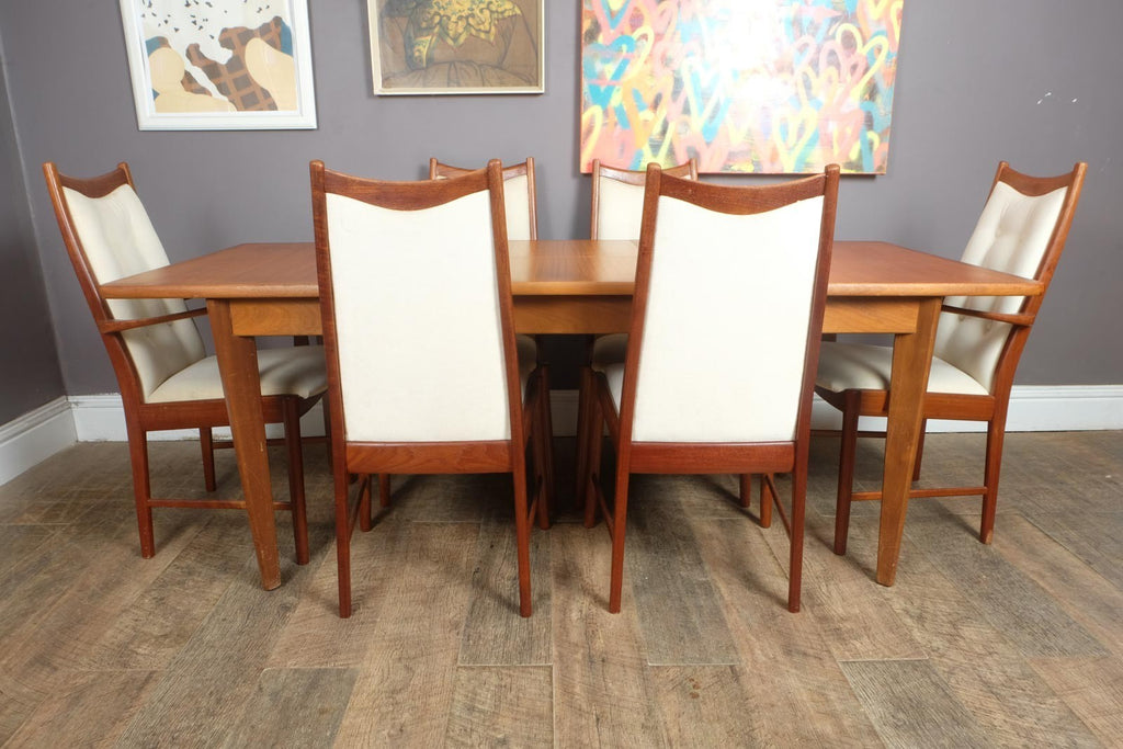 Vintage Large Mid century Teak Extending Dining Table and 6 McIntosh Chairs