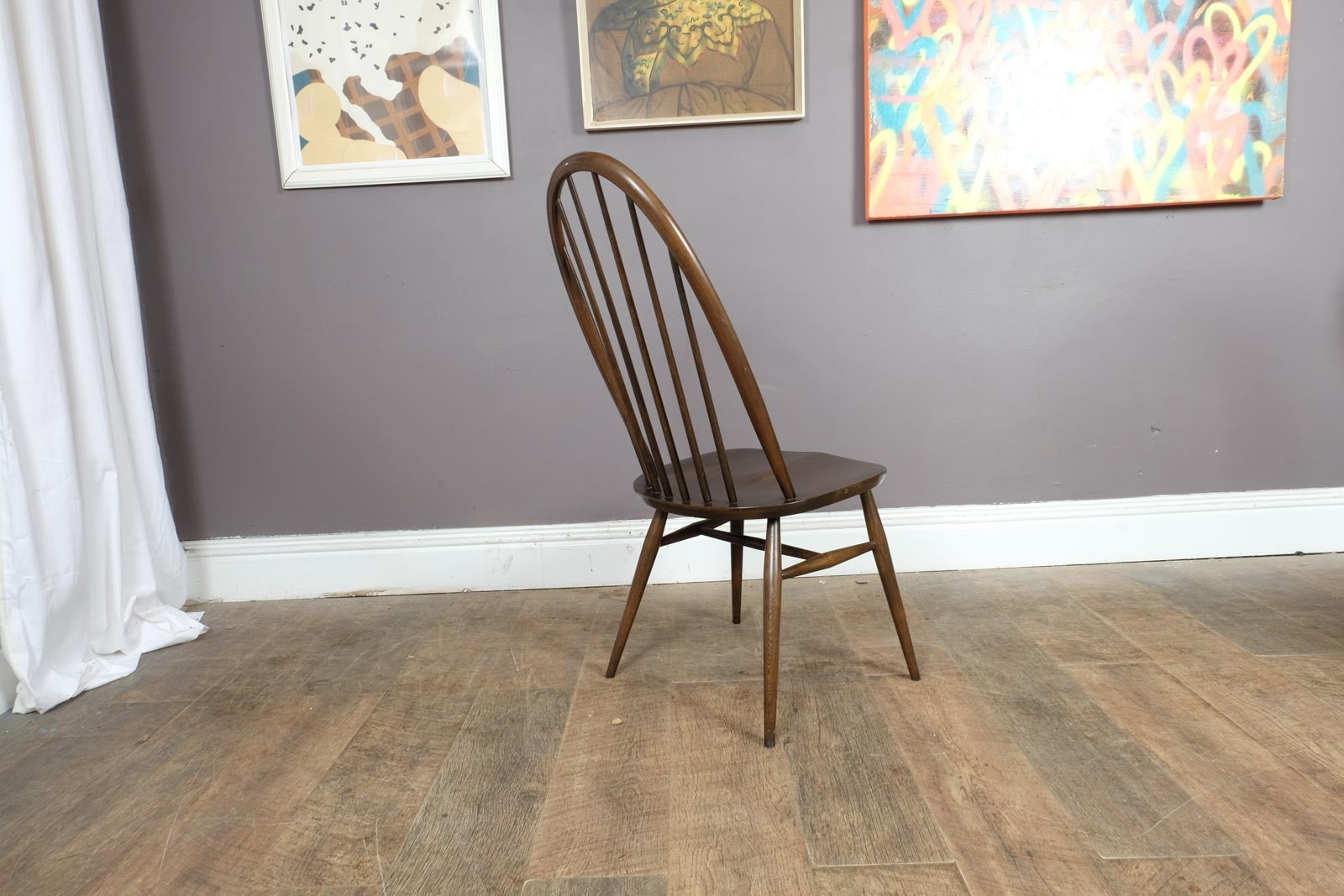 Ercol Dark Elm 6 Spindle Quaker Dining Chair