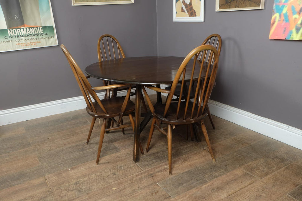 Vintage Retro Golden Dawn Ercol Drop Leaf Dining Table and 4 Quakers