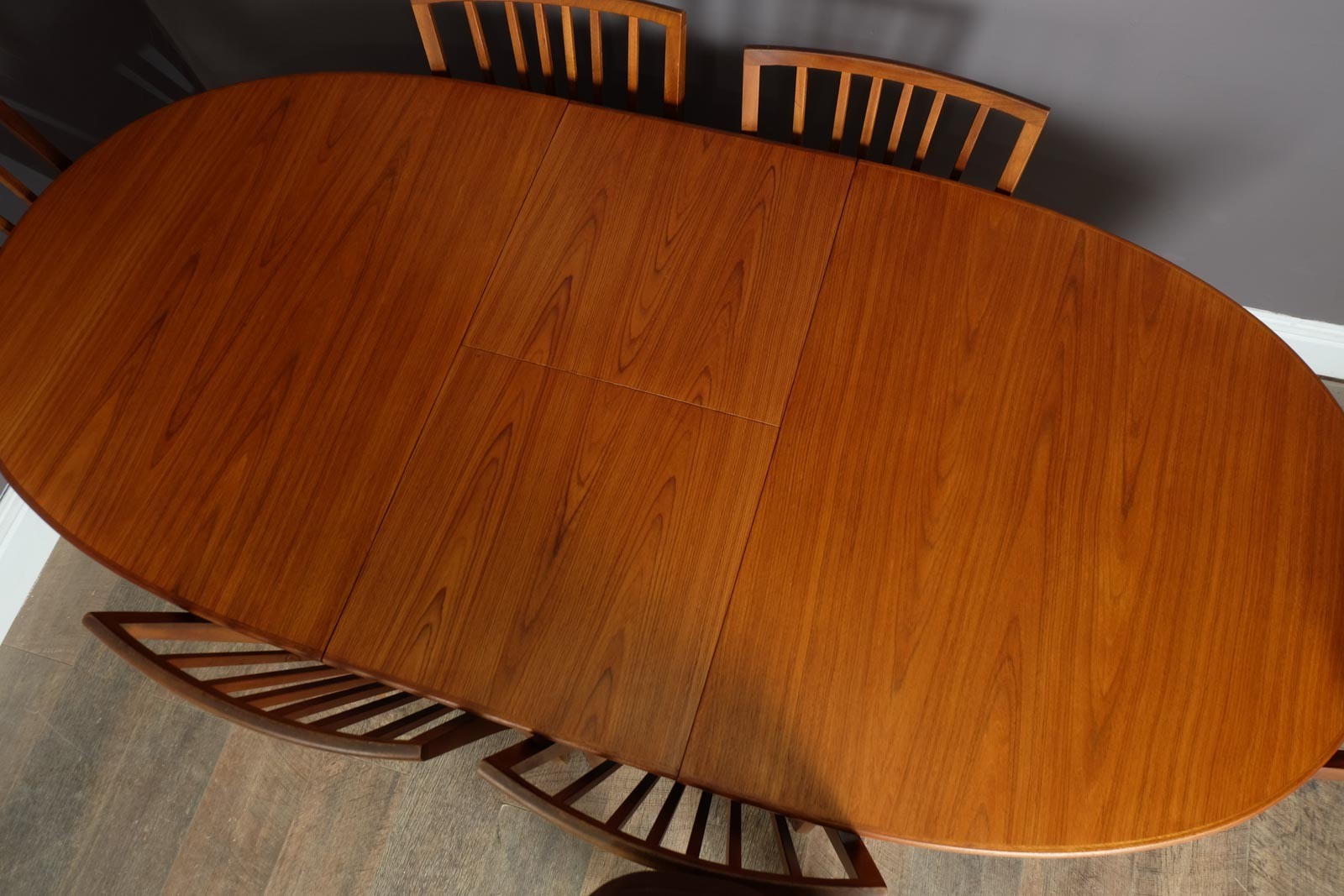 Vintage Oval Teak Extending Dining Table and 6 Vanson Chairs