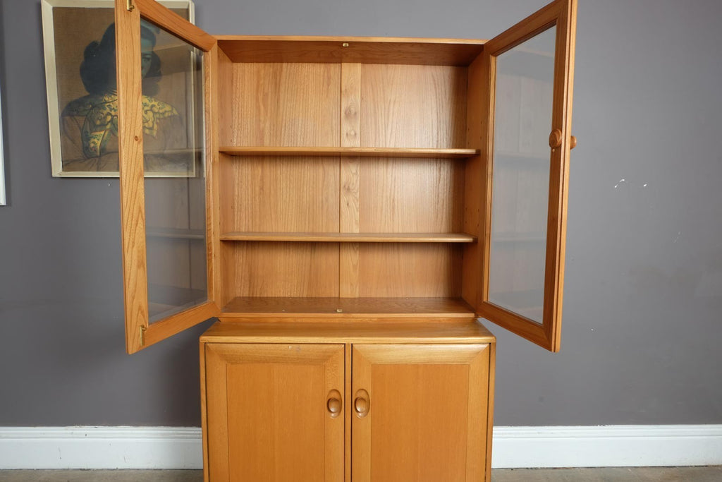 Vintage Ercol Light Elm Display Cabinet Sideboard Wall Unit