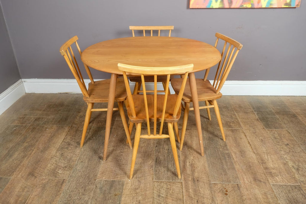 Vintage Retro Ercol Breakfast Table and 4 Stick Back Chairs