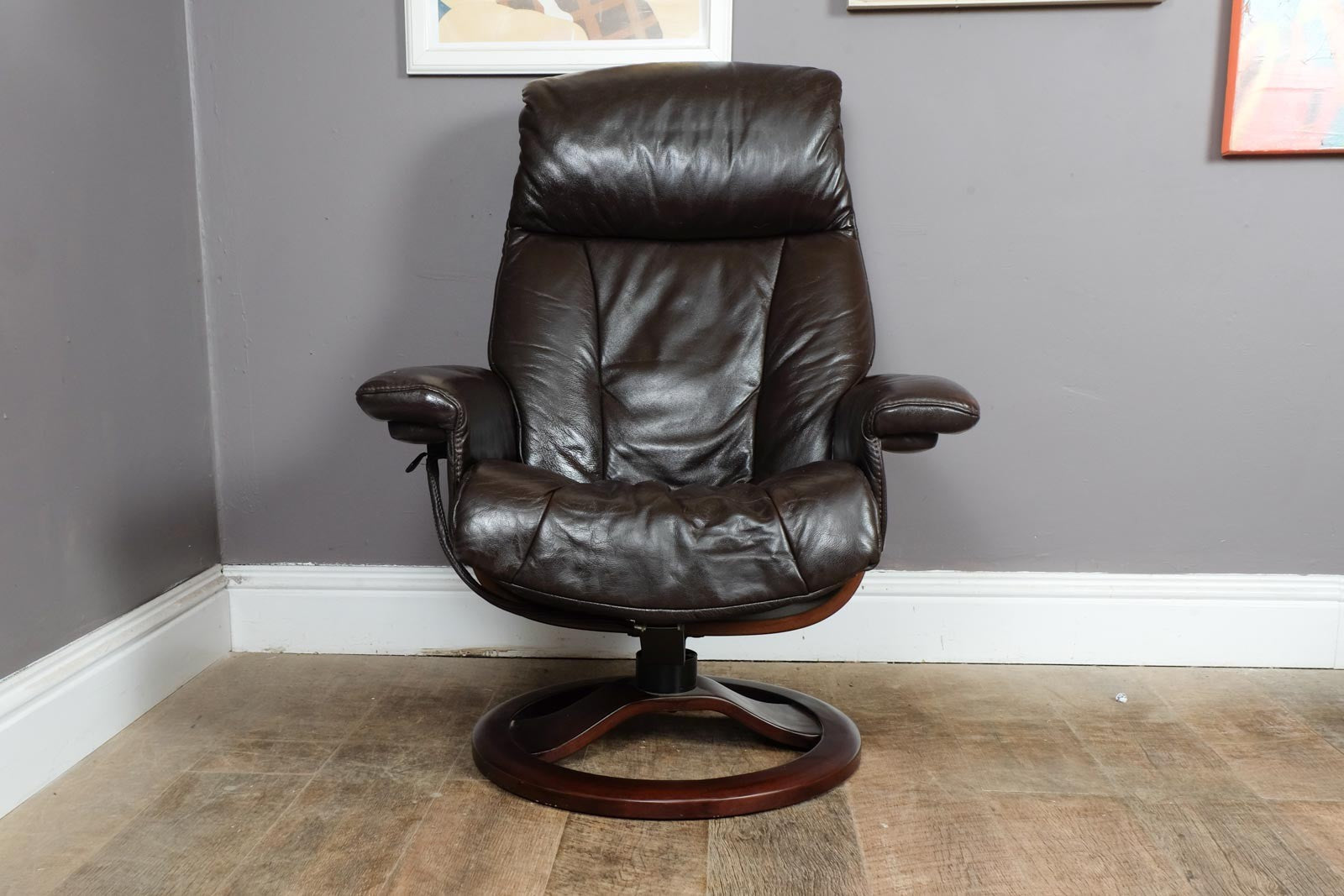 Vintage Retro Dark Brown Reclining Armchair