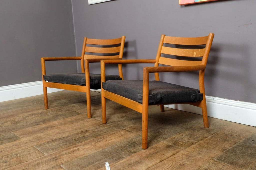 Vintage Retro Pair of Jed Light Oak Armchairs by David Irwin, Habitat
