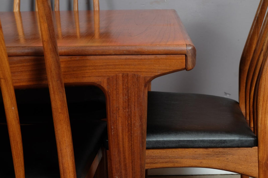 Vintage Teak Extending Rectangular Sequence Dining Table and 6 Chairs by Younger