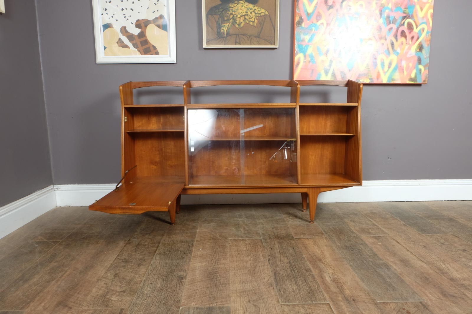 Vintage Mid Century Glazed Teak Bookcase by McIntosh