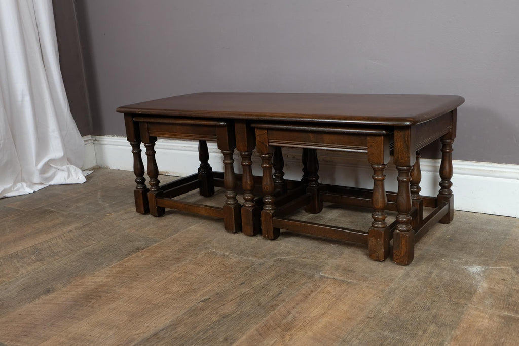 Vintage Retro Ercol Colonial Nesting Tables in Dark Elm