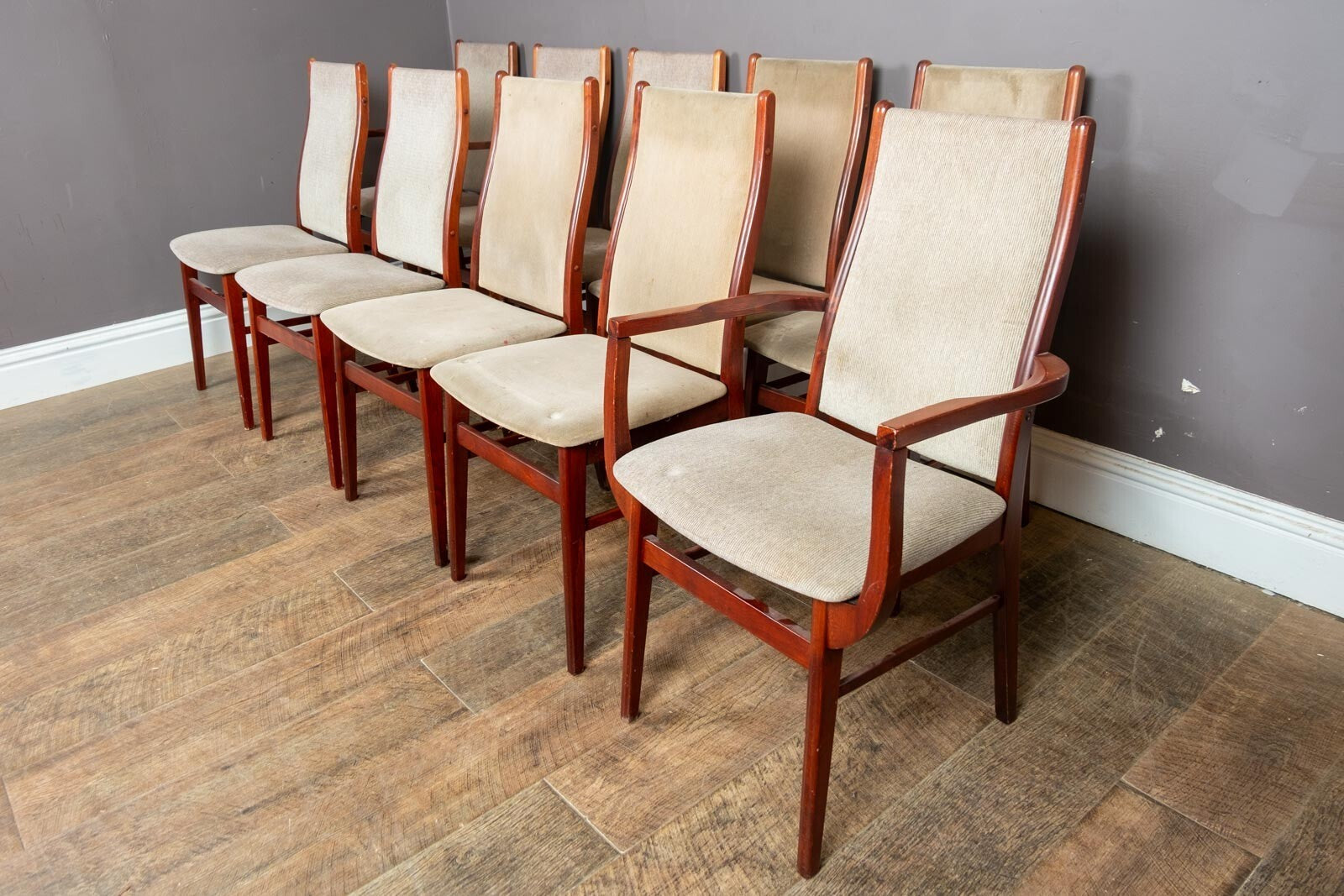 Vintage Danish Rosewood Dining Table and 10 Chairs