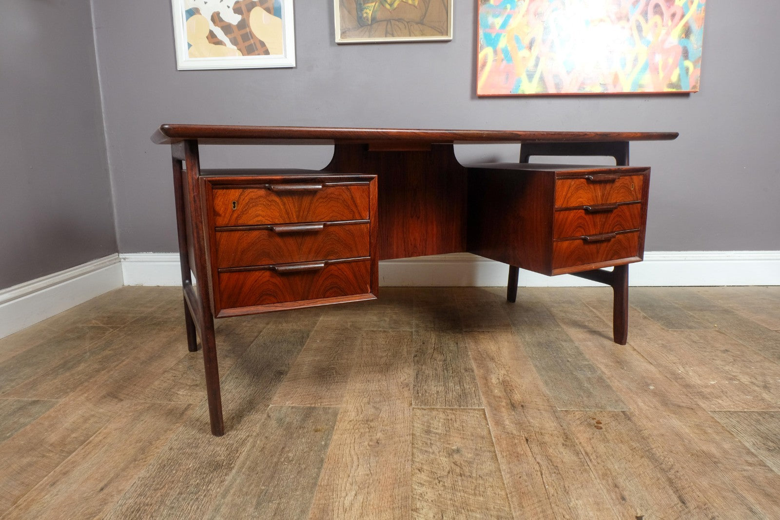 Vintage Danish Rosewood Desk Model 75 by Omann Jun