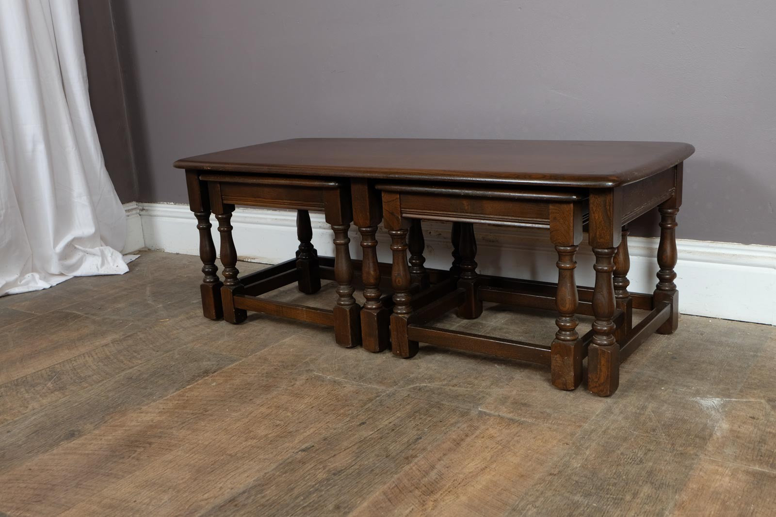 Vintage Retro Ercol Colonial Nesting Tables in Dark Elm