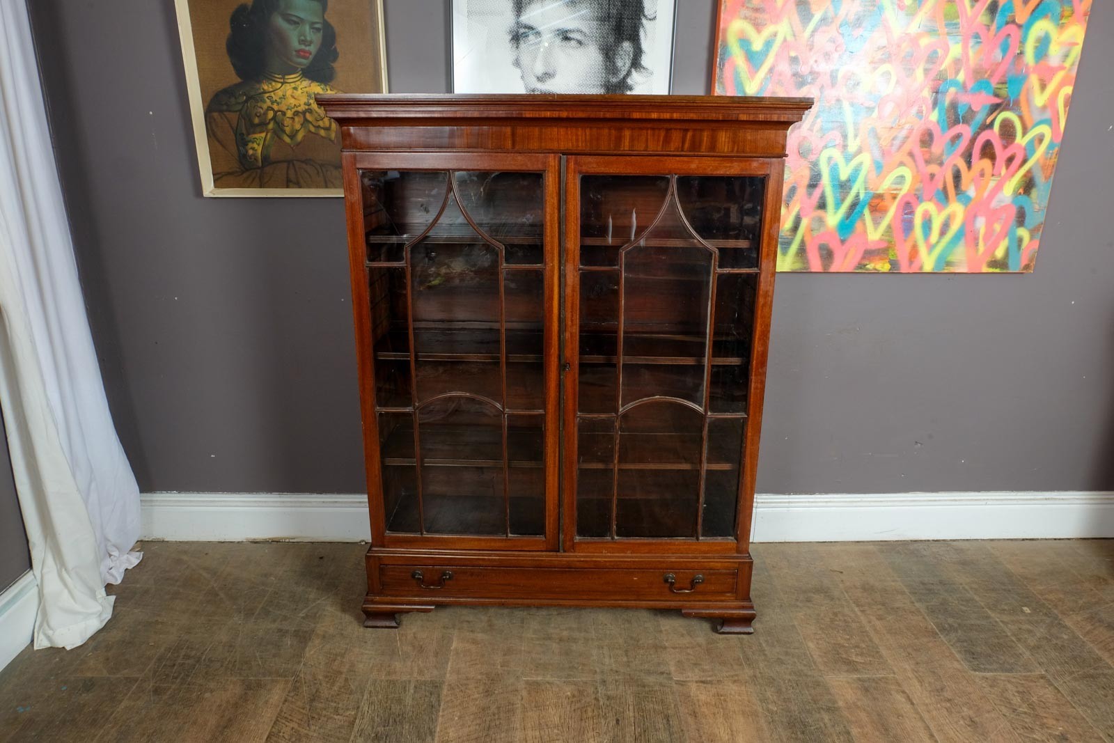Vintage Retro Antique Mahogany Glazed Display Cabinet