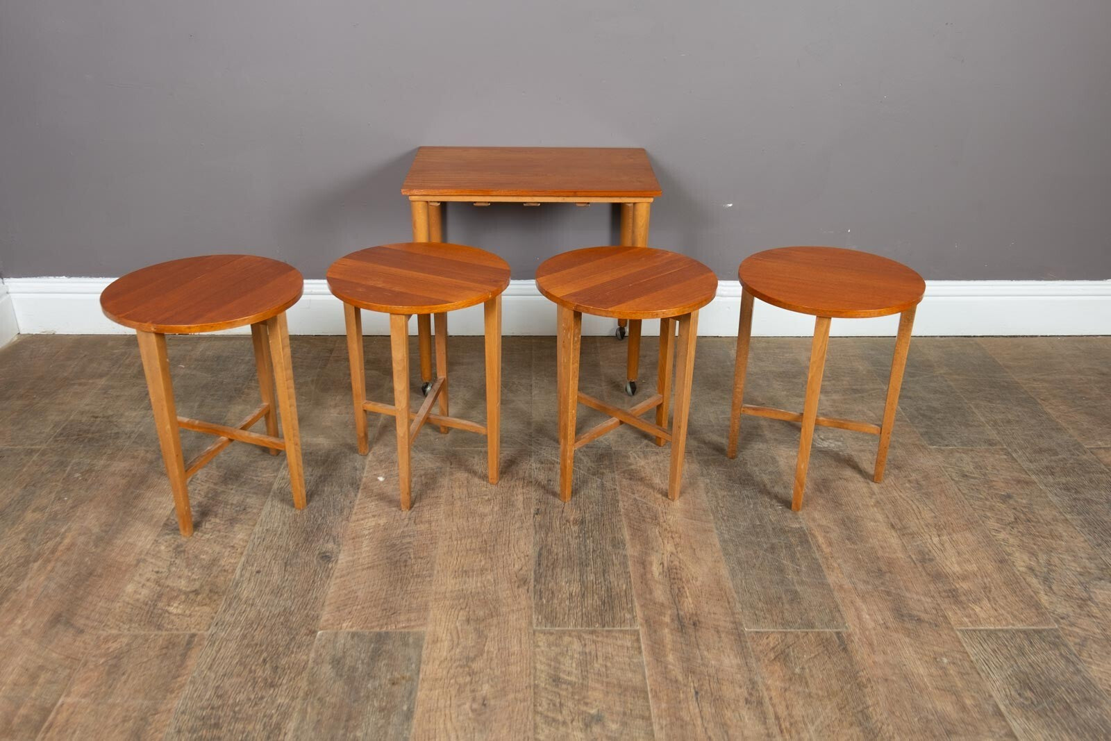 Vintage Retro Mid Century Teak Nest of 5 Tables