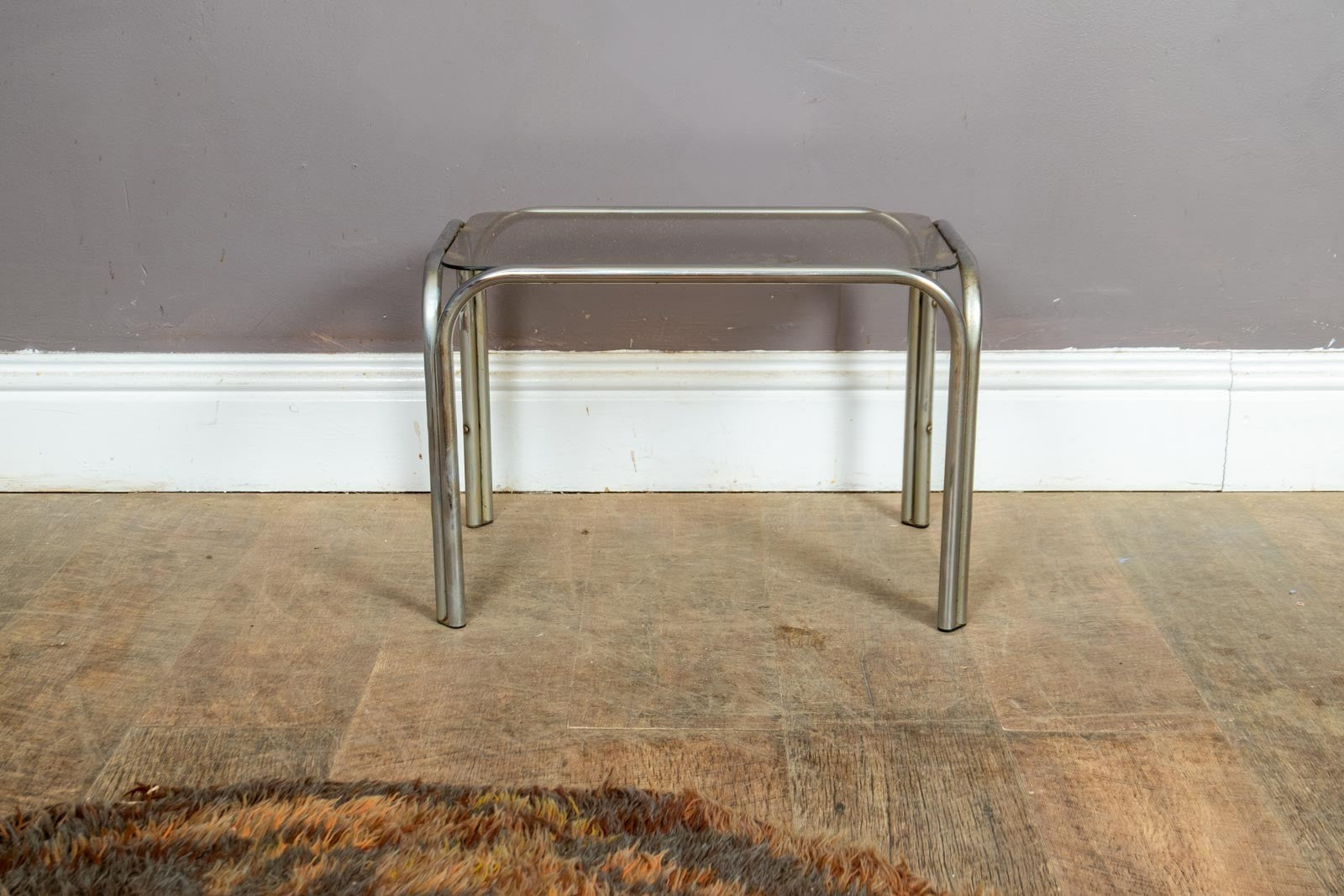 Vintage Retro Chrome and Glass Side Table