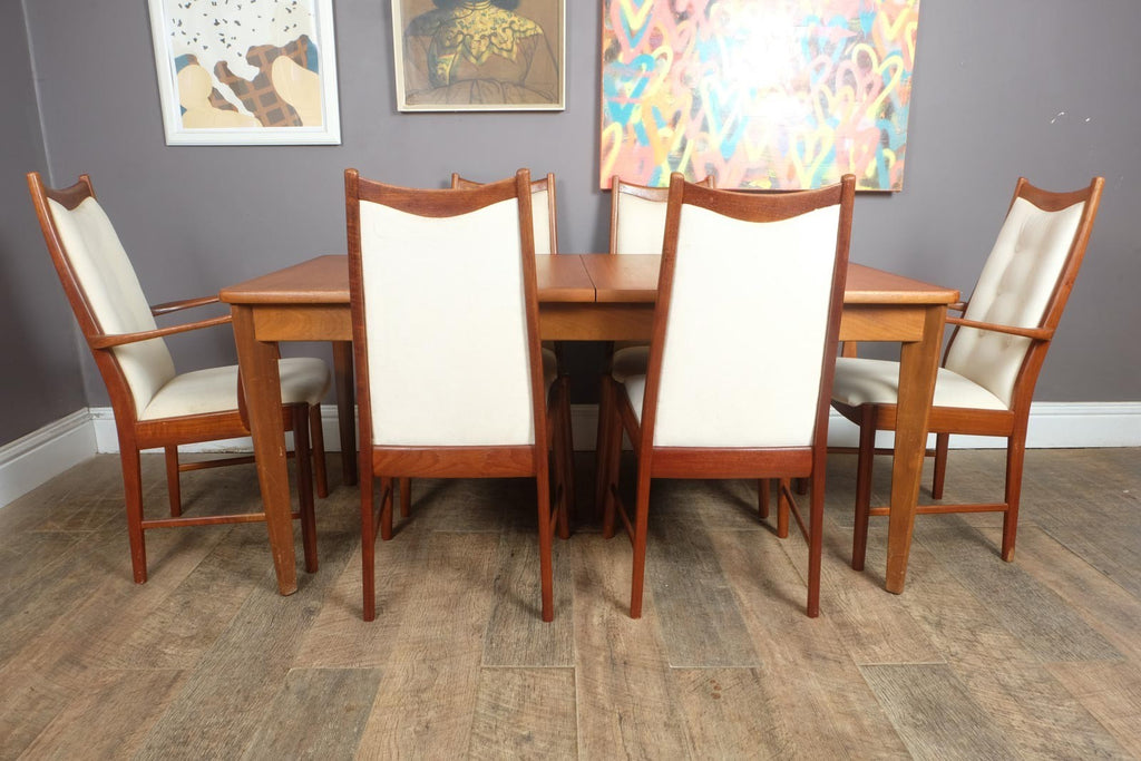 Vintage Large Mid century Teak Extending Dining Table and 6 McIntosh Chairs