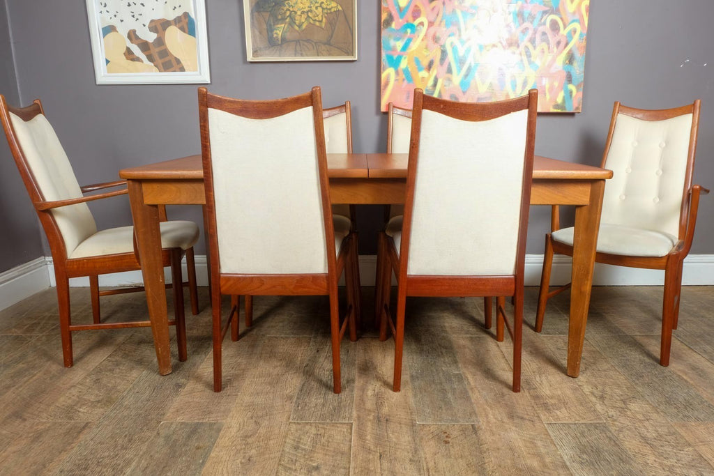 Vintage Large Mid century Teak Extending Dining Table and 6 McIntosh Chairs