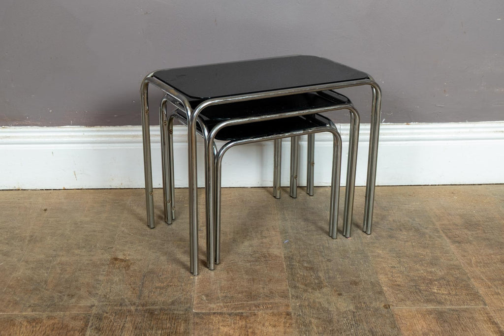 Vintage Retro Chrome and Glass Nesting Tables