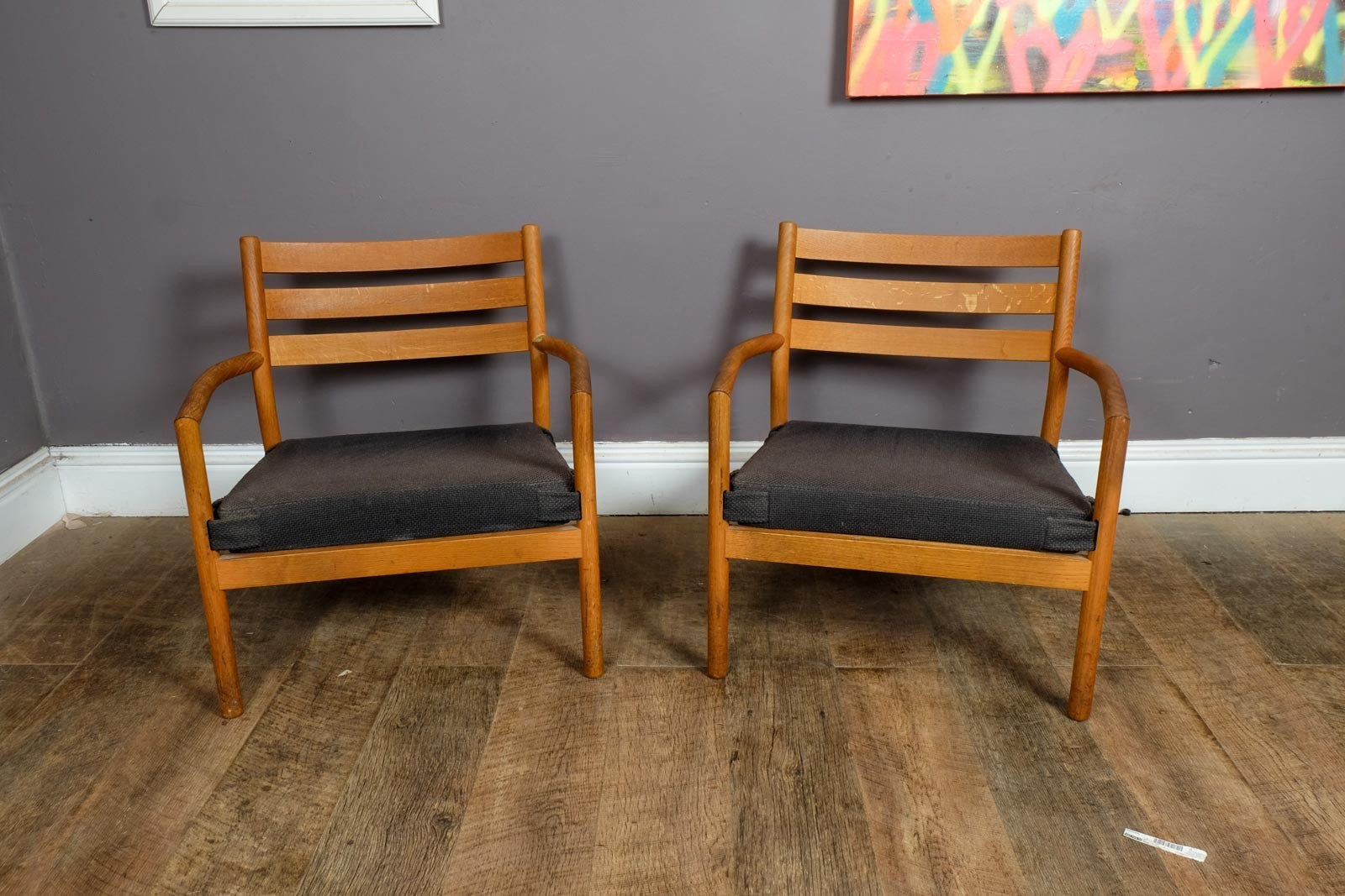 Vintage Retro Pair of Jed Light Oak Armchairs by David Irwin, Habitat