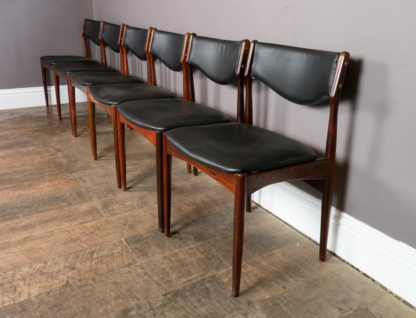 Vintage Retro Set of 6 Rosewood Dining Chairs by Johannes Andersen for BRDR