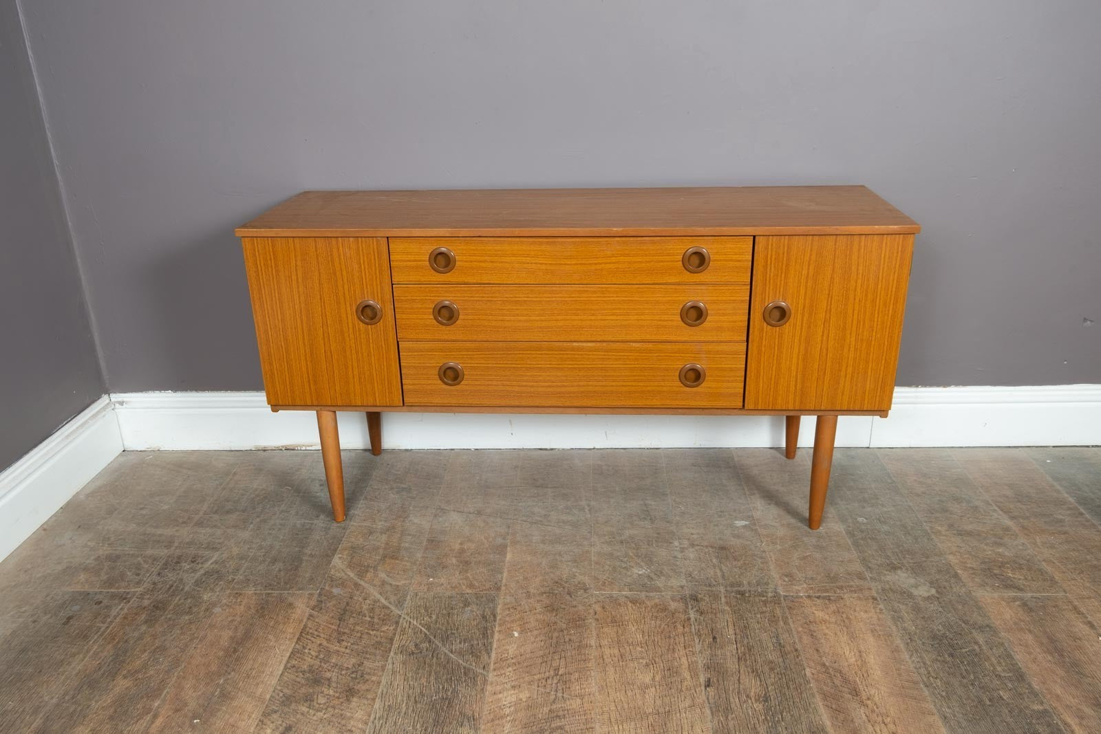 Vintage Retro Mid Century Small Teak Sideboard by Schreiber