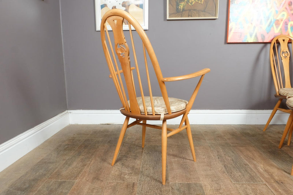 Vintage Ercol Light Elm Oval Southwold DIning Table and 6 Swan Back Chairs
