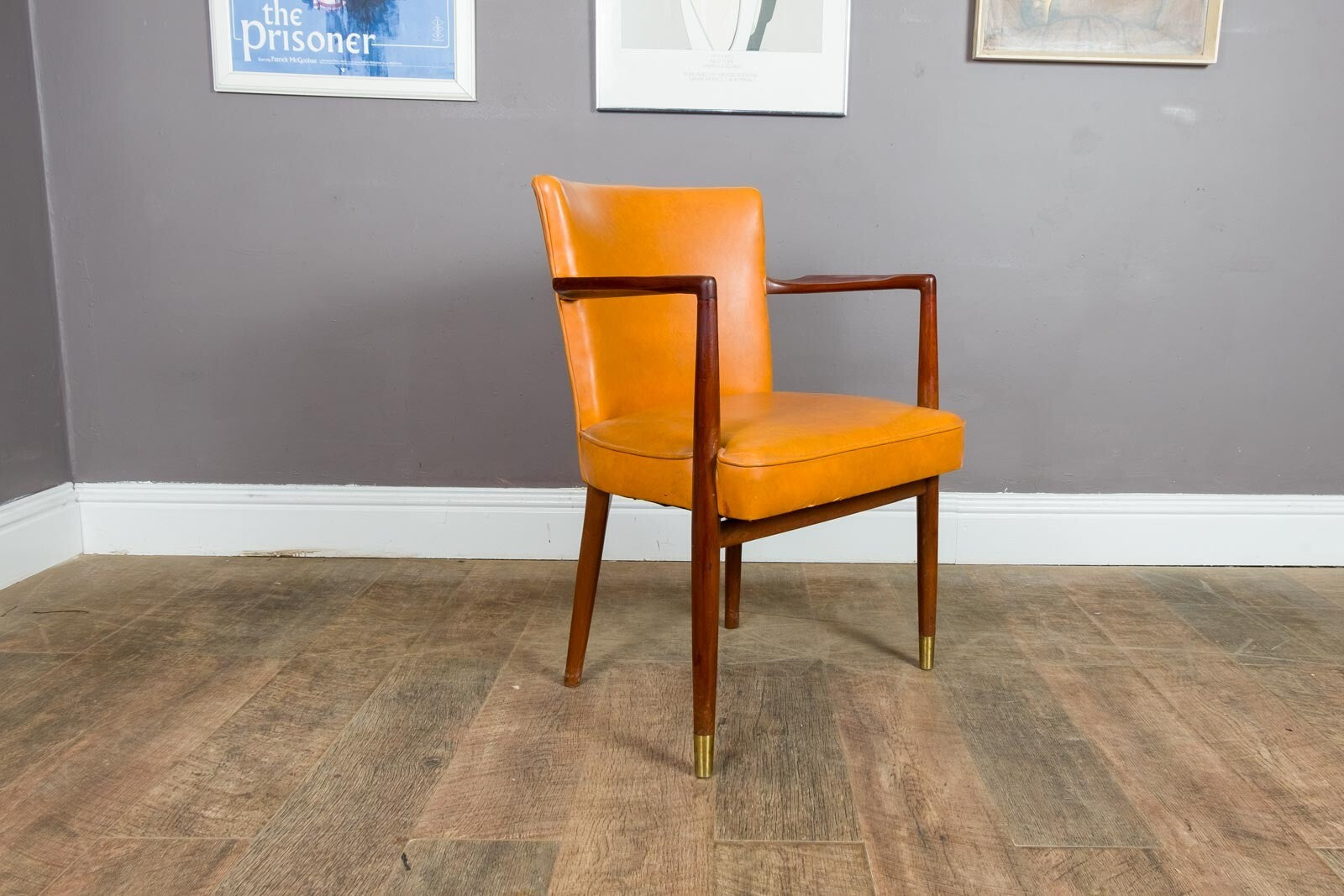 Vintage Retro Teak and Vinyl Side Chair